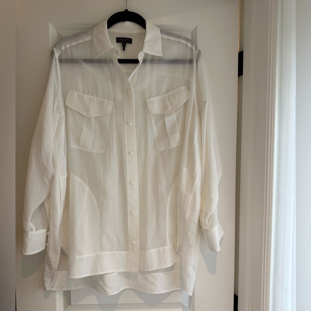 Rag & Bone Sheer Whit Button Down Shirt